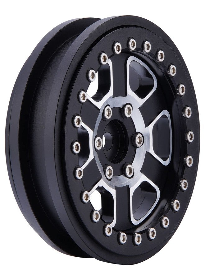 DJX 4PCS 2.9 Beadlock Wheel Rim Set for 1/6 RC Crawler Car Axial SCX6 JLU Wrangler (Black) - Image 2